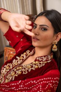 Maroon hand bandhani pure georgette saree - Image 4